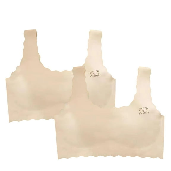 Generic 2PC Bras for Girls Seamless Cami Bralettes Sports Solid Vest Unpadded Bra