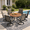 Brown Fabric-Walnut Table, variant on DIFY 5PCS Patio Furniture Set, 41" Round Dining Table and 4 Swivel Textilene Chairs, Brown
