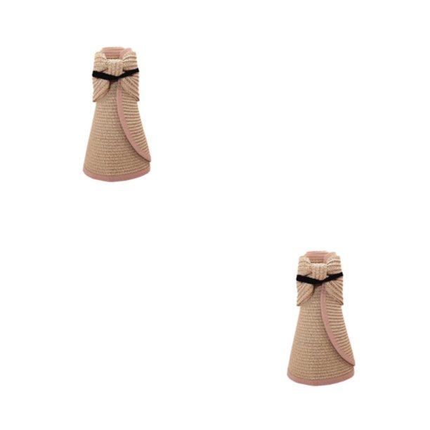 Qarigey Sombrero de paja ligero para mujer para protección solar: sombreado y elegante con gorra de moda para el sol Playa de verano rosa rosa pastel M(56-58cm) 2Conjunto