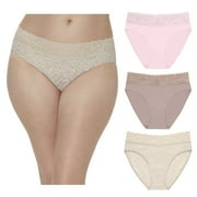 Maidenform Women's Perfect Fit Stretch Lace High Leg Underwear, 3-Pack Color: Evening Blush Beige Size: SMALL