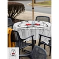 thumbnail image 4 of Outdoor Tablecloth with Umbrella Hole and Zipper, Groundhog Day Square Table Cloth 60x60 Inch Waterproof Tablecloth, Red Bow Knot Vintage Picnic Table Cover for Patio Camping, 4 of 7