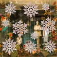 thumbnail image 6 of 36 Pack Plastic Snowflake Ornaments Christmas Winter Decorations, Hanging Snowflake Decorations for Winter Wonderland Christmas Tree, Rose gold, 6 of 7