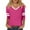Hot Pink_#70302, variant on Homozy Womens Tshirts 3/4 Sleeve V Neck Basic Tees Tops 2025 Summer Fall Casual Loose Striped Raglan Fashion Outfits Trendy Shirt Red S