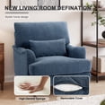 thumbnail image 3 of UIXE Accent Chair Chenille Upholstered Armchair for Living Room, Comfy Nailhead Trimed Arm Chair Bedroom Retro Reading Seat with Solid Wood Legs - Navy, 3 of 6