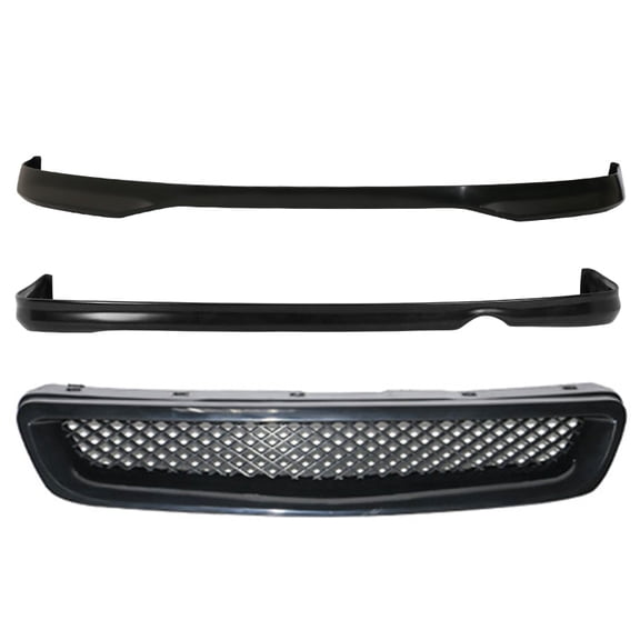 Ikon Motorsports Compatible with 96-98 Honda Civic 4Dr Front Rear Bumper Lip TR Front Grill