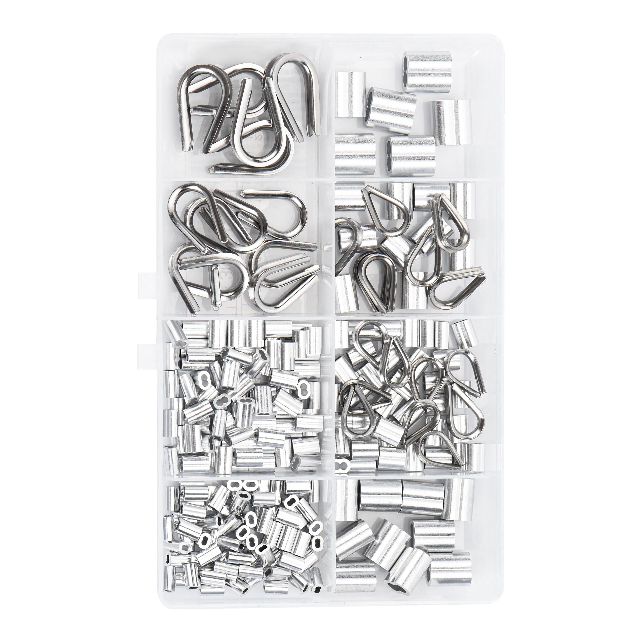 HT 240 Pack Stainless Steel Thimble Kit With Aluminum Crimping Sleeve