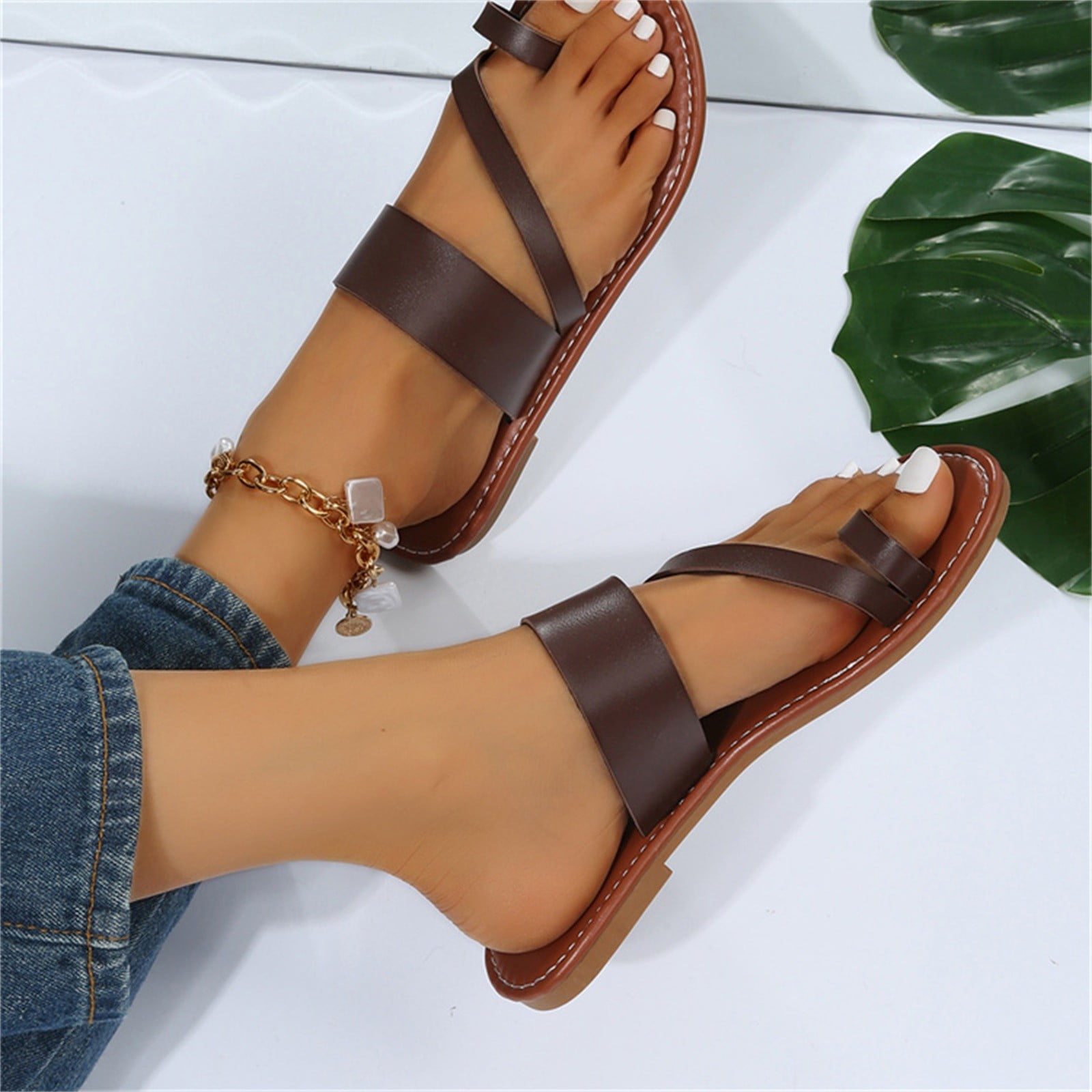 ★AIchaaanshop★ CAICJ98 Walking Shoes Women Women's Strappy Ankle Wrap Buckle