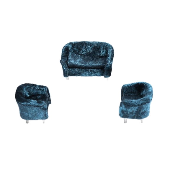 1/25 sofá doble sofá para juguetes calientes figuras de acción decoración de muñecas 3 uds Azul Zulema Sofá miniatura de casa de muñecas