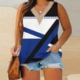thumbnail image 2 of Plus Size Tank Tops for Women Lace V Neck Floral Printed Sleeveless Shirts Summer Casual Loose Fit Tops (2XL, Blue), 2 of 5