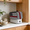 thumbnail image 4 of Toaster Cover 2 Slice, Red American Flag Dustproof Bakeware Oven Protector with Top Hook, Black White Striped US Flag Stars Waterproof Small Kitchen Appliance Toasters Dust Cover, 11"x6"x8", 4 of 9