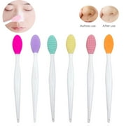 BSMEAN 6Pcs Lip Scrub Brush Double-Sided Silicone Exfoliating Lip Brush Tools for Gentle Cleansing of Skin and Lips