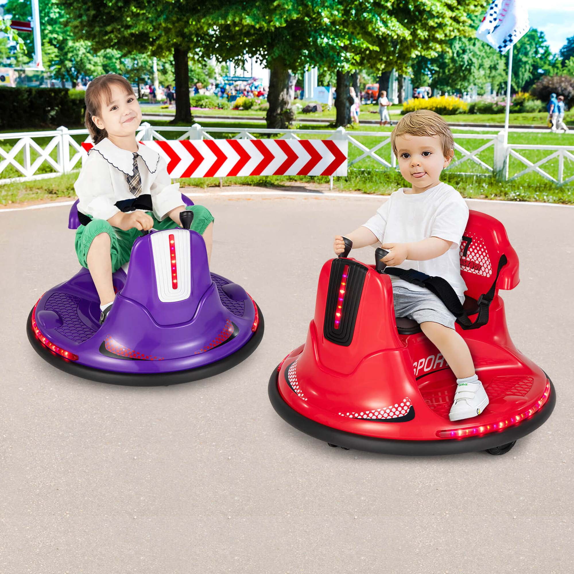 Costway 12V Bumper Car for Kids Toddlers Electric Ride On Car Vehicle with 360° Spin Purple