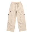 thumbnail image 6 of Edvintorg Cargo Pants for Women Lightweight Casual Loose Fit Elastic Waisted Wide Leg Trousers with Drawstring Beige M, 6 of 7