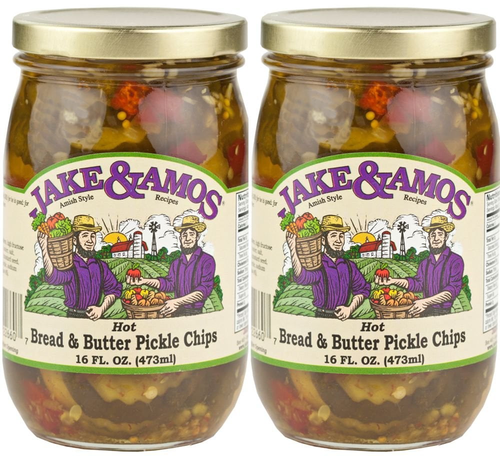 Jake Amos Hot Bread Butter Pickles 2 16 Oz Jars Walmart Com