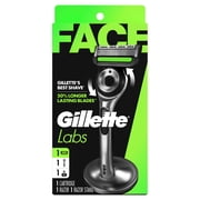 Gillette Labs with Exfoliating Bar Mens Razor - 1 Handle, 1 Blade Refill and Premium Stand, Silver