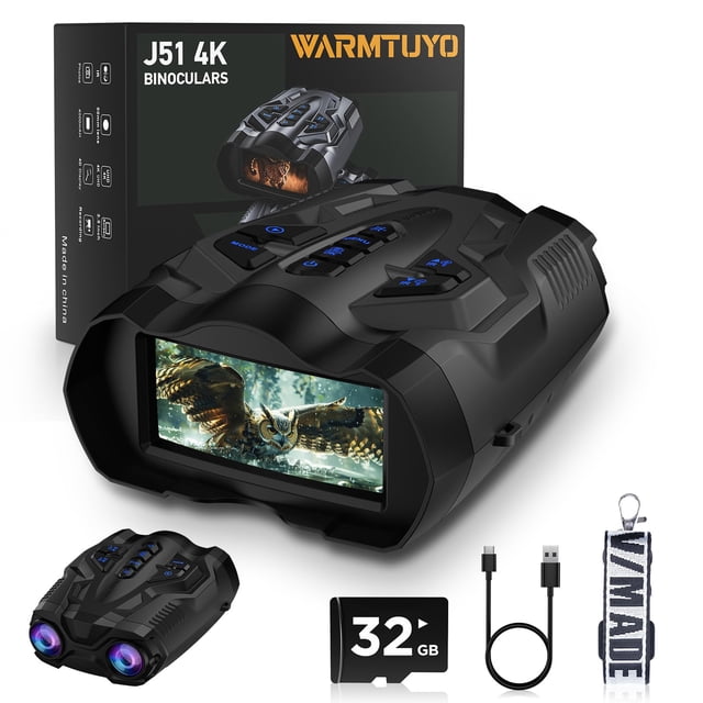 WARMTUYO Lunettes de Vision Nocturne - Jumelles Infrarouges 4k avec Écran HD 3,5 Pouces - Zoom Numérique 16x 9 Vitesses Jumelles de Vision Nocturne pour Adultes - 5000mAh jusqu'à