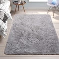 thumbnail image 4 of Alfombra Merelax, moderna, suave y esponjosa, peluda, 120 x 180 cm, color gris, 4 of 8