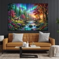thumbnail image 6 of Northern Lights Aurora Borealis Canvas Wall Art Scenic Nature Landscape Prints Enchanted Forest Deer Waterfall Bridge Wall Decor for Living Room Bedroom Artwork, 6 of 8