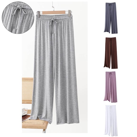 FRSASU Women's Long Sleep Pants Summer Modal Lightweight Lounge Pants Casual Home Wear Bottoms Pajama Pants White