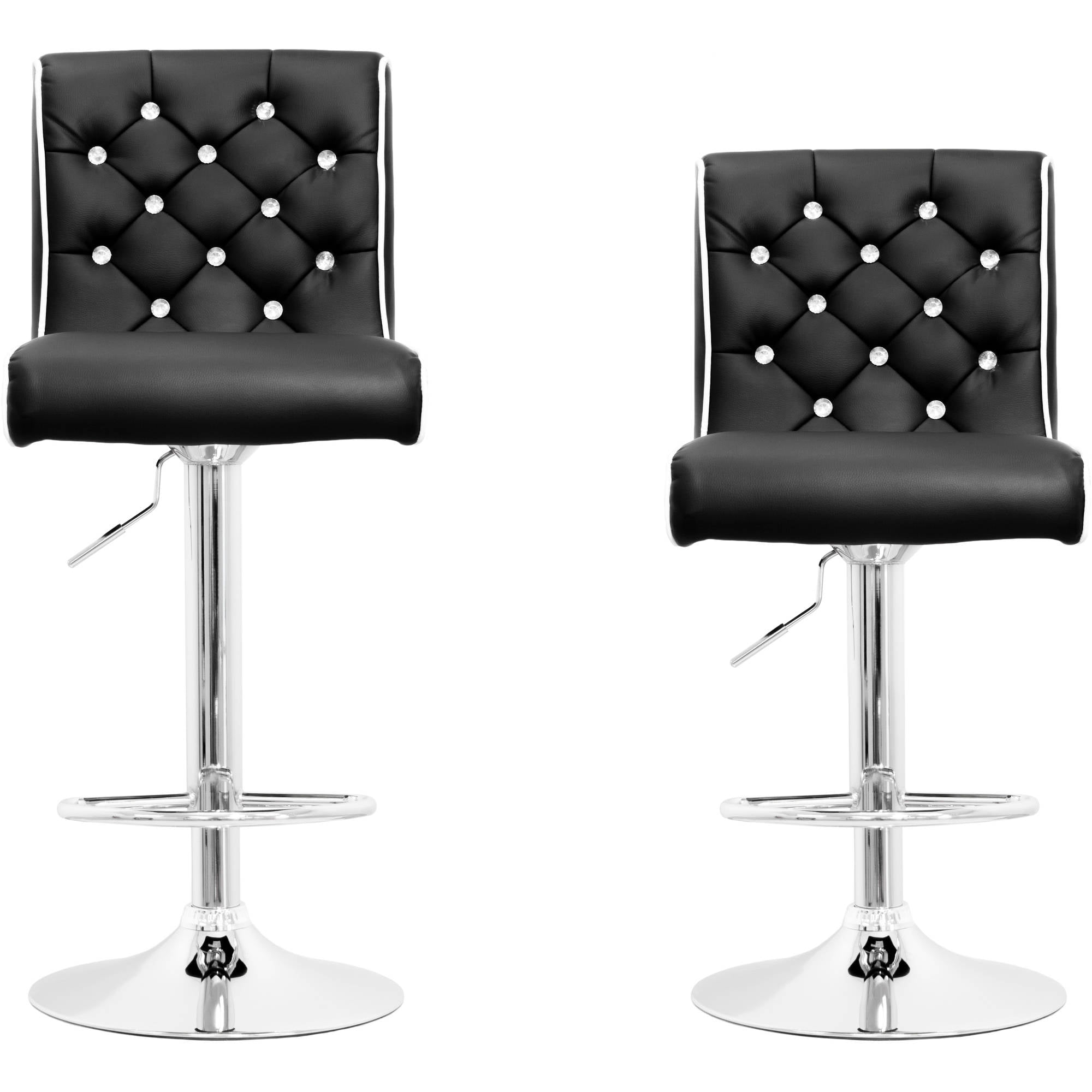 Best Master Furniture Tufted Vinyl With Like Crystals Adjule Best Master Furniture Tufted Vinyl With Like Crystals Adjule Height Swivel Bar Stool Set Of 2 Black Or White Com