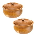 thumbnail image 1 of Ripple Teak Wood Bowl with Lid - Jumbo 2-Pack, 1 of 5