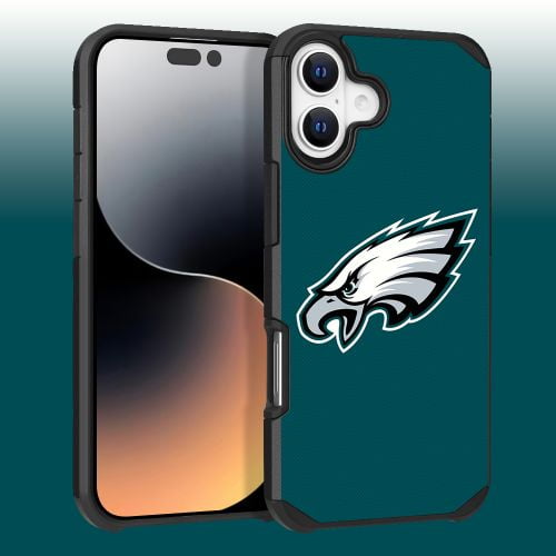 Apple iPhone 16 Plus (6.7) - NFL Licensed Philadelphia Eagles Team Logo on Green Textured Dual Layer Case