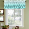thumbnail image 4 of Geometric Turquoise Ombre Valances for Windows, Decorative Rod Pocket Window Valance Curtains, Modern Gradient White Ocean Striped Short Curtain Drapes for Living Room, 2 Panels, 42" W x 12" L, 4 of 8