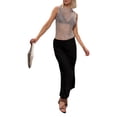 thumbnail image 3 of Faithtur Débardeur Court d'Été pour Femmes Couleur Unie Sans Manches Col Rond Crop Top Transparent, 3 of 9