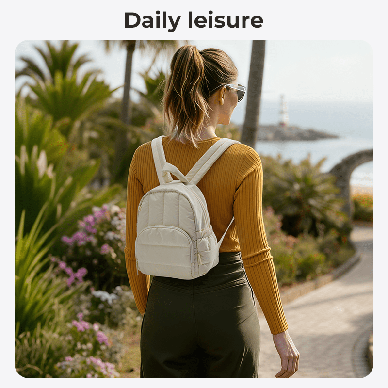 BAGSMART Mini Backpack for Women, Lightweight Puffer Small Backpack Purse, Quilted Casual Travel Daypack, Cute Water-Resistant Bookbag for Daily, Black