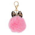 thumbnail image 4 of MLINS 1Pc Leopard Printed Ear Keychain Furry Ball Bag Pendant Gift Key Ring (Pink), 4 of 8