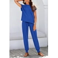 thumbnail image 2 of BTFBM Women's Two Piece Tracksuit Outfits Summer Short Sleeve Tops Long Pants Jogger Lounge Matching Sets Sweatsuit, 2 of 7