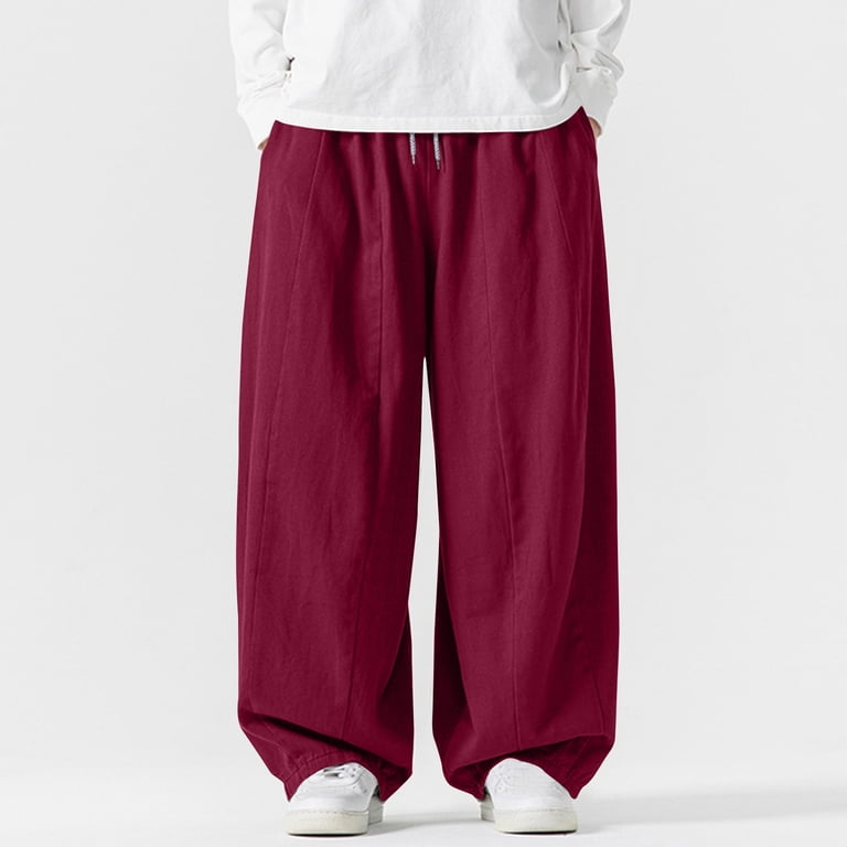 UVEASISHA Wide Leg Pants for Men Elastic Waist Drawstring Palazzo