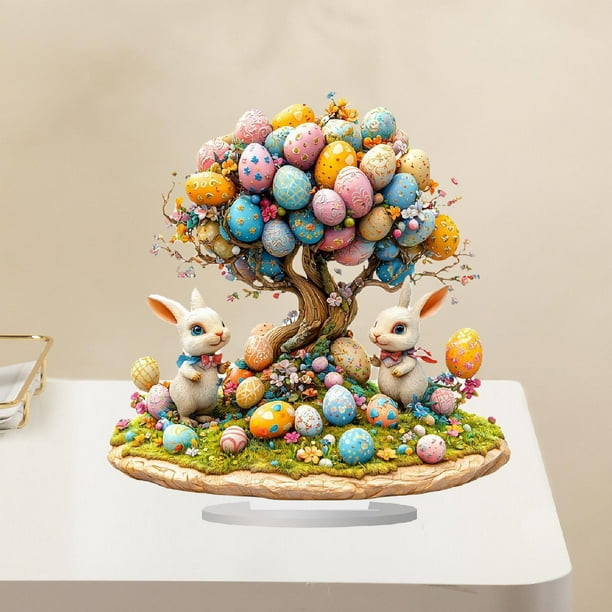 Adorno de de Pascua, adorno de mesa, huevos coloridos, manualidades decorativas DIY, decoración acrílica plana 2D para fiesta de oficina y
