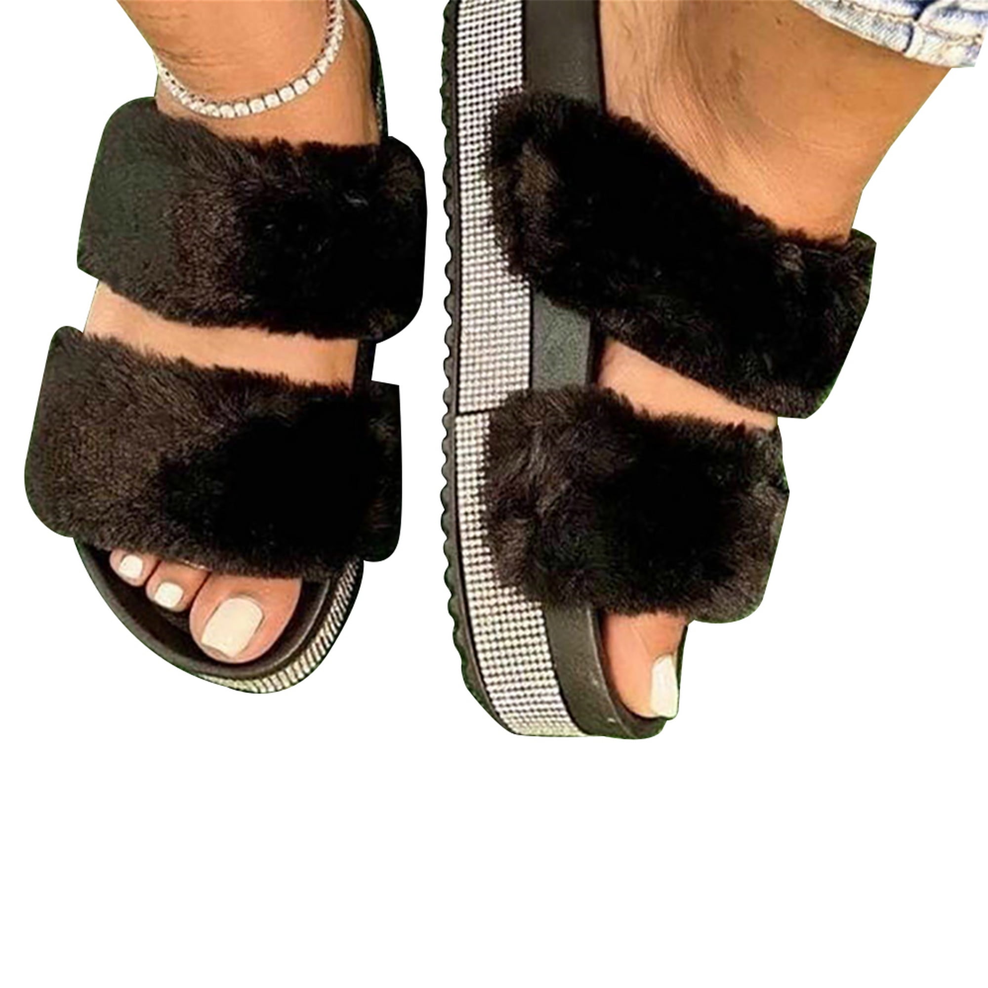 fluffy platform sandals