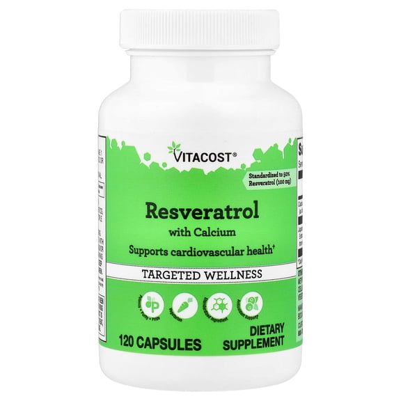 Vitacost Resveratrol with Calcium, 120 Capsules