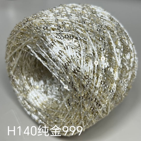 suxuMhao Sequin Yarn, Bright Silk Yarn Gold yarn, Metallic Yarn Paillette Yarn for Crochet & Knit, 1.76oz/50g per Roll, DIY Craft Sparkle Yarn, Perfect for Handmade Crafts