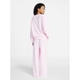 thumbnail image 2 of No Boundaries Cozy Sleep Long Sleeve Top and Pants Set, 2-Piece, Women’s, 2 of 4