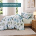 thumbnail image 3 of Regency Heights Full/Queen Comforter Sets, 3 Pieces Reversible Floral Bedding Sets, Cozy Botanical Flowers Seersucker Comforter Bed Set with Pillow Sham, Sage/Teal, 3 of 7