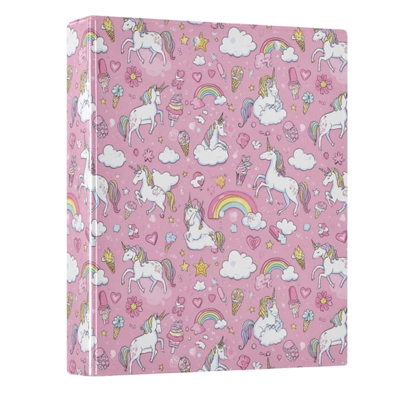 Three Ring Binder Unicorn White Fun 1.5 Inch Round Binder D-Rings for Office Supplies and More