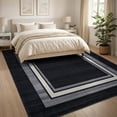 thumbnail image 3 of ODIKA 8'x10' Washable Area Rug Alfombras Minimalist Solid Subtle Striped Border Para Habitacion for King Size Bedroom Under Bed, Master Suite, Non-Shedding, Easy Care, 3 of 7