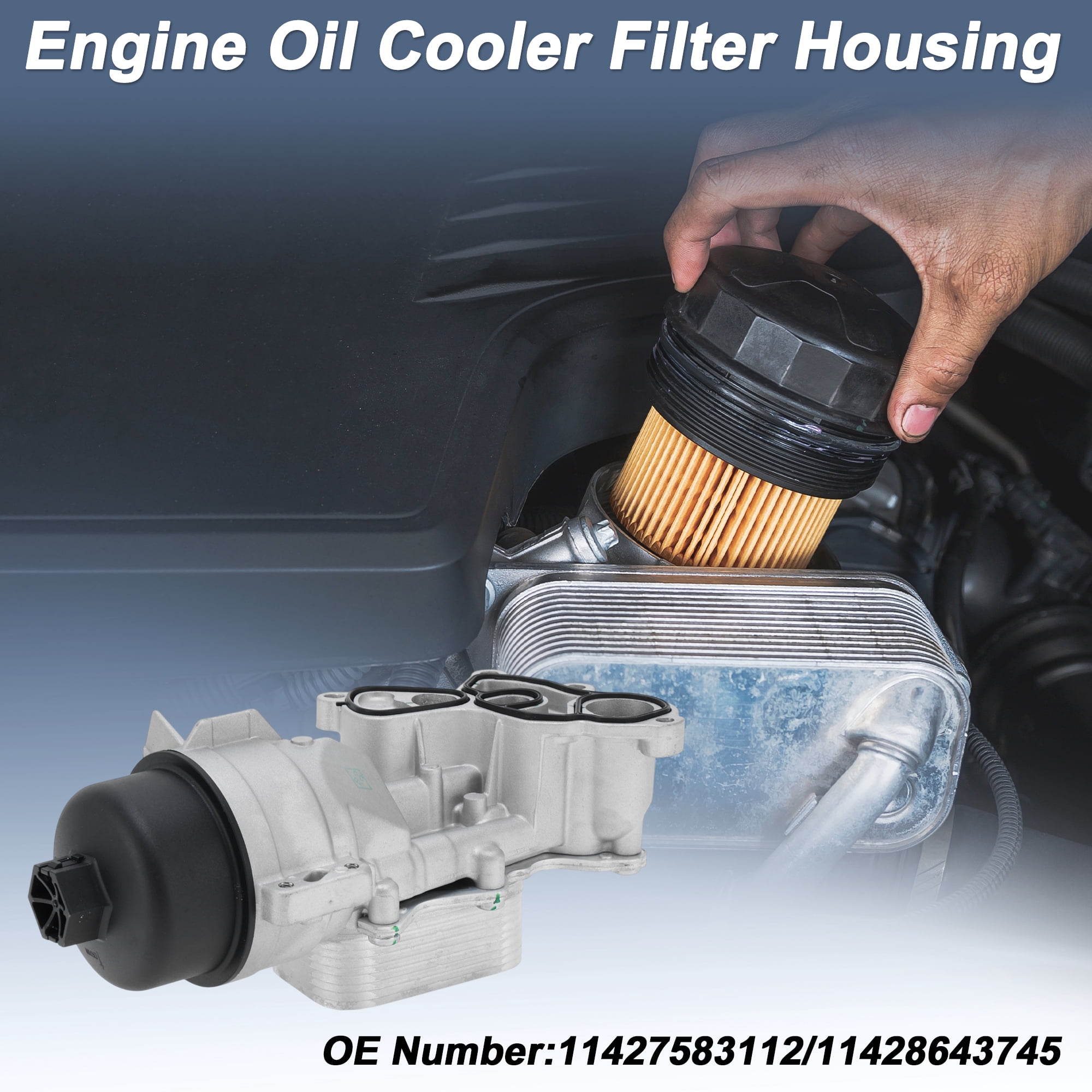 Unique Bargains Engine Oil Filter Housing for Mini Cooper 2010-2015 No.11427583112/11428643745 Transmission Oil Cooler Aluminum Alloy 1 Pcs