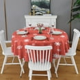 thumbnail image 2 of Red Christmas Snowflake Pattern Round Tablecloth 60"x60",Wrinkle Wipeable Table Cloth for Kitchen Dining Room Picnic Patio Party, 2 of 6