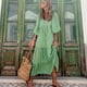 thumbnail image 2 of Puff manga Boho Maxi vestido elegante mujer verano 2022 Casual Floral cordón cuello pico suelto vacaciones playa Vestidos fiesta Vestidos Tan Jianjun  unisex, 2 of 2