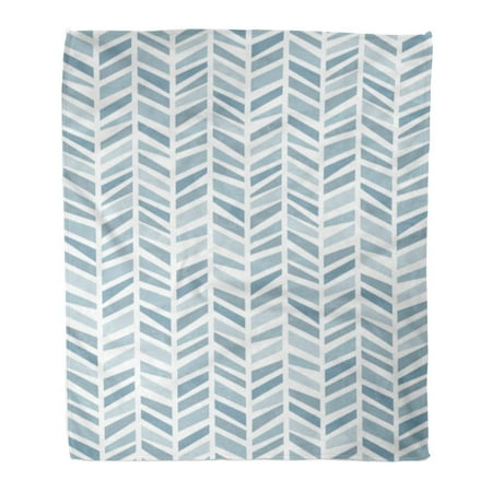 Funky Fabric Sofas SIDONKU Throw Blanket Warm Cozy Print Flannel Colorful Chevron in The Geometric Pattern of Blue Colors Packaging Funky Comfortable Soft for Bed Sofa and Couch 50x60 Inches ()