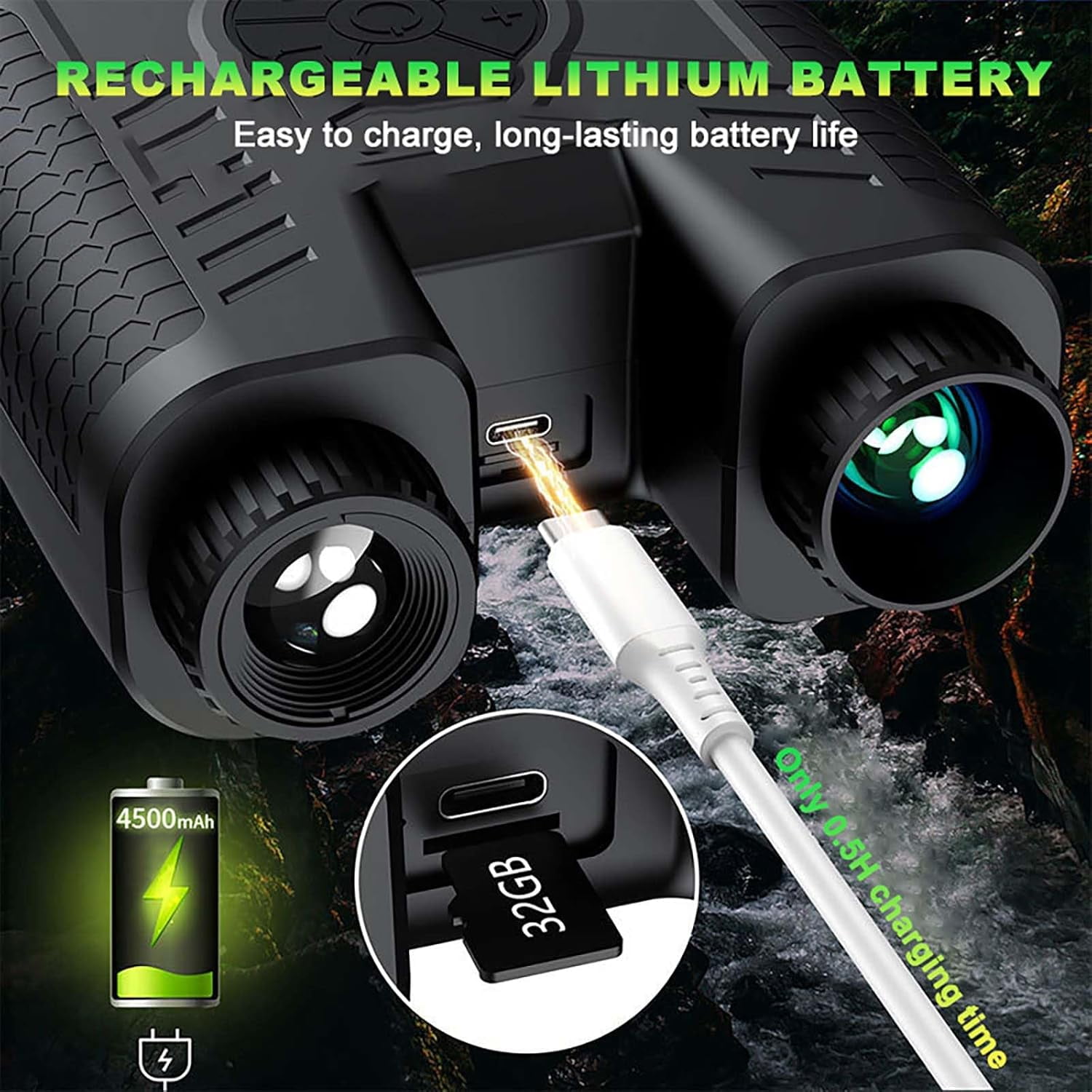 Night Vision Goggles for Adults, Military Tactical Digital Infrared Night Vision Camera Binoculars with 32GB Memory for Outdoor Activities,A