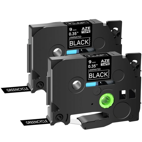 GREENCYCLE 2PK Compatible for Brother P-touch White on Black 9mm 8m TZ TZe TZe-325 TZ-325 TZe325 TZ325 Laminated Label Tape use in PT-D210 PT-H100 PT-P700 PT-750W PT-D600 PT-D400 Label Maker