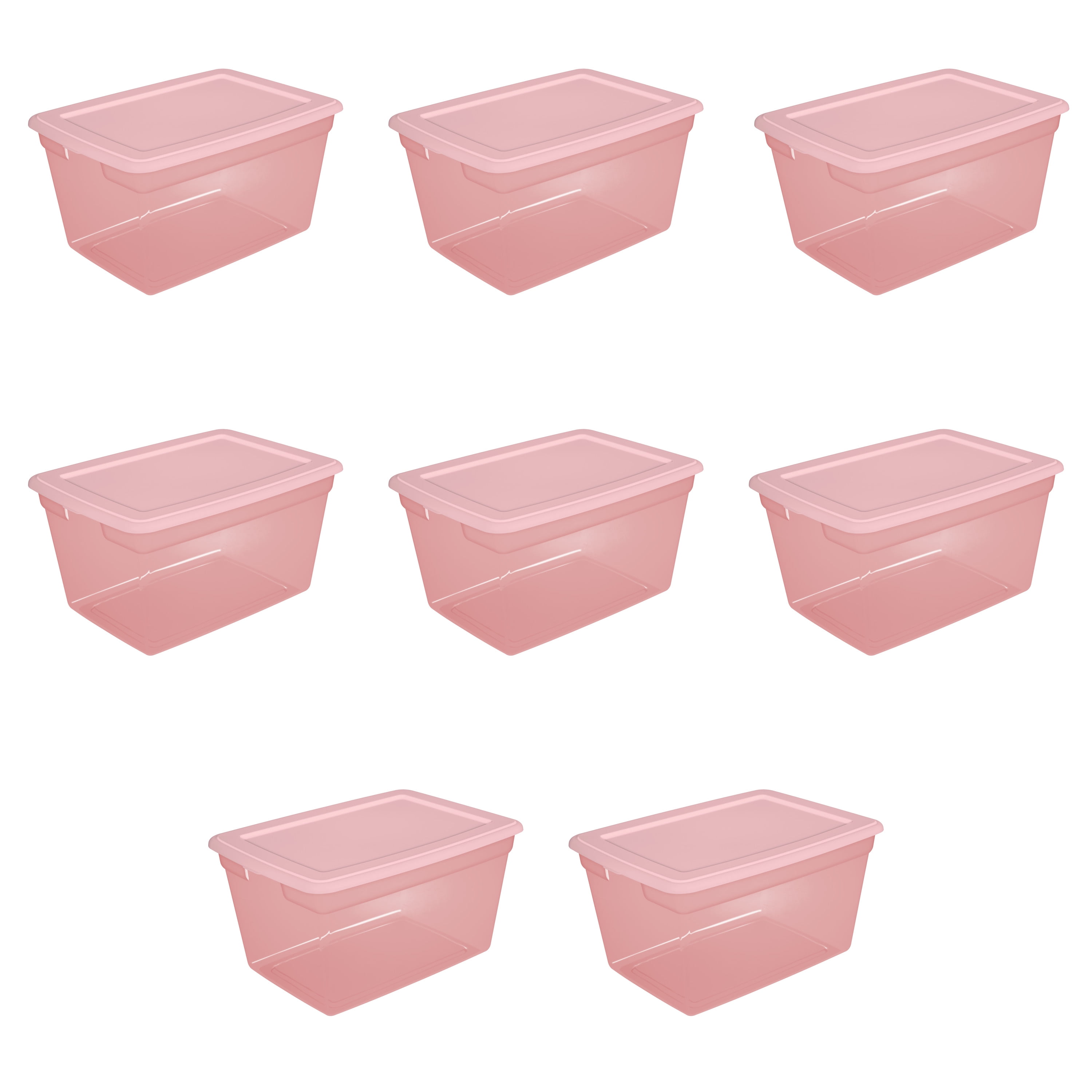 Sterilite 58 Qt. Storage Box Blush Pink Tint Set of 8