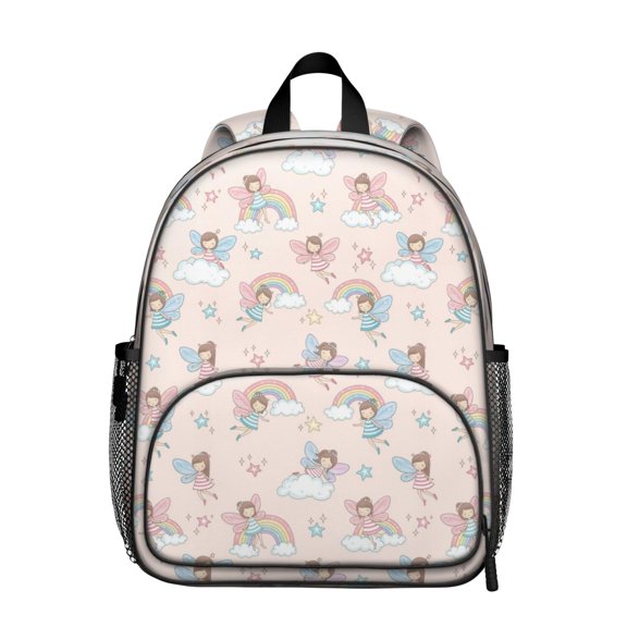 Princess and Fairy Pink Pattern Backpack for School, Cute School Bag with Adjustable Shoulder Straps and Padded Back, 13.8"x11.4"x6"