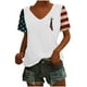 thumbnail image 1 of Tops Cortos para las Mujeres Día de la Independencia Patriótica Impreso Cuello en V, Manga Corta Top Casual para Diario, Fiesta Y Todas las Estaciones, 1 of 5
