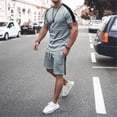 thumbnail image 3 of Akiihool Mens Short Outfits Men 2 Piece Set Casual Short Sleeve Shirt and Short Beach Set (Grey,XL), 3 of 5
